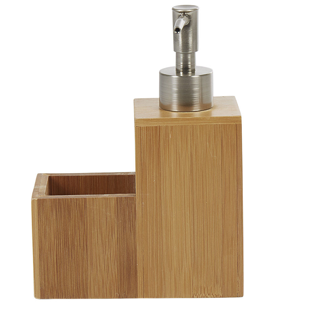 Distributeur de liquide vaisselle en bois avec compartiment à éponge