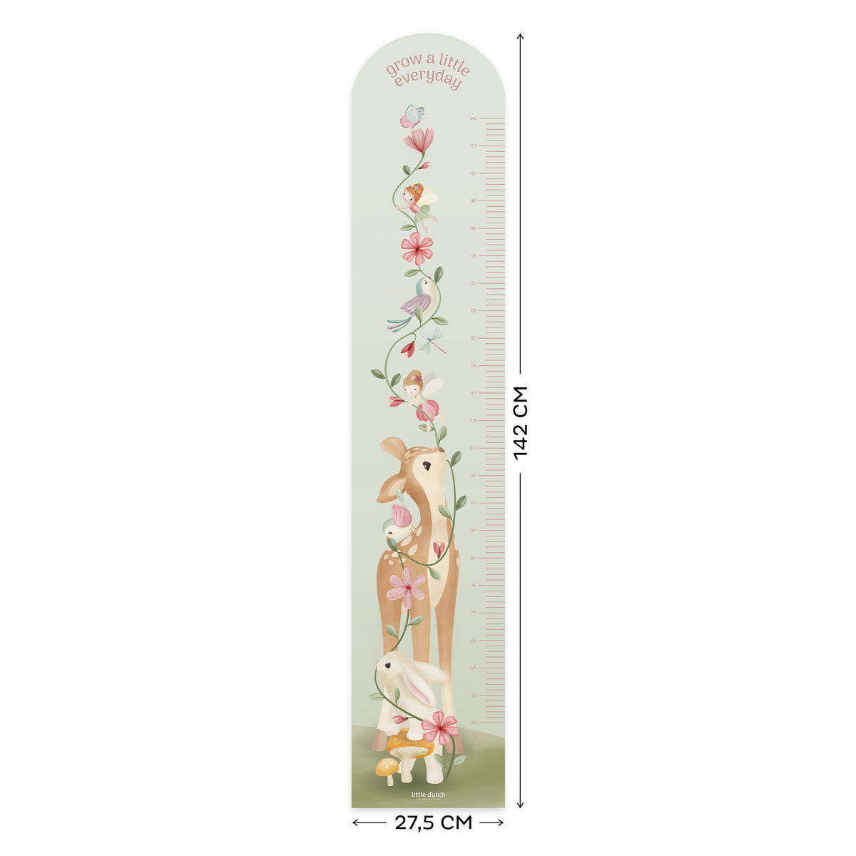 Little Dutch Groeimeter Muursticker op vliesbehang Fairy Garden
