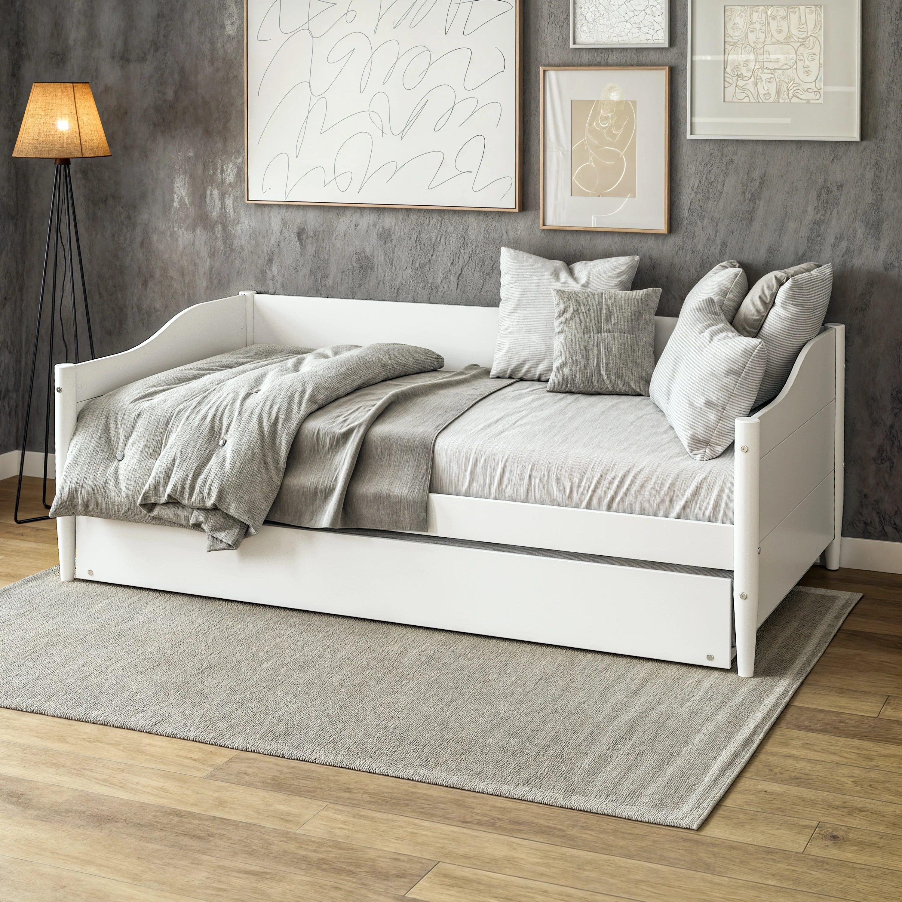 Mid Century Classic Twin Size Day Bed with Trundle