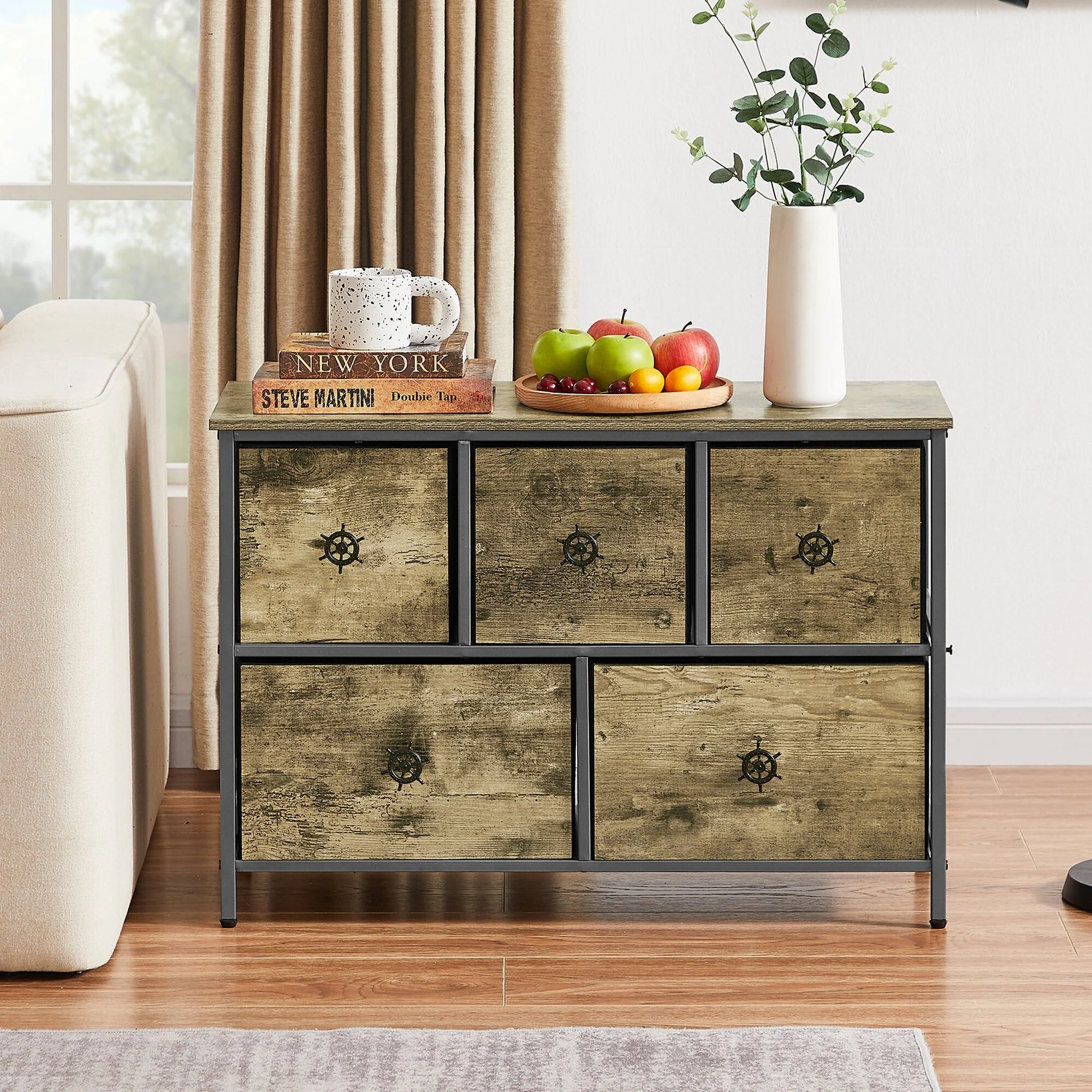 5-Drawer Storage Chest For Bedroom,Home Storage Organizer,Grey