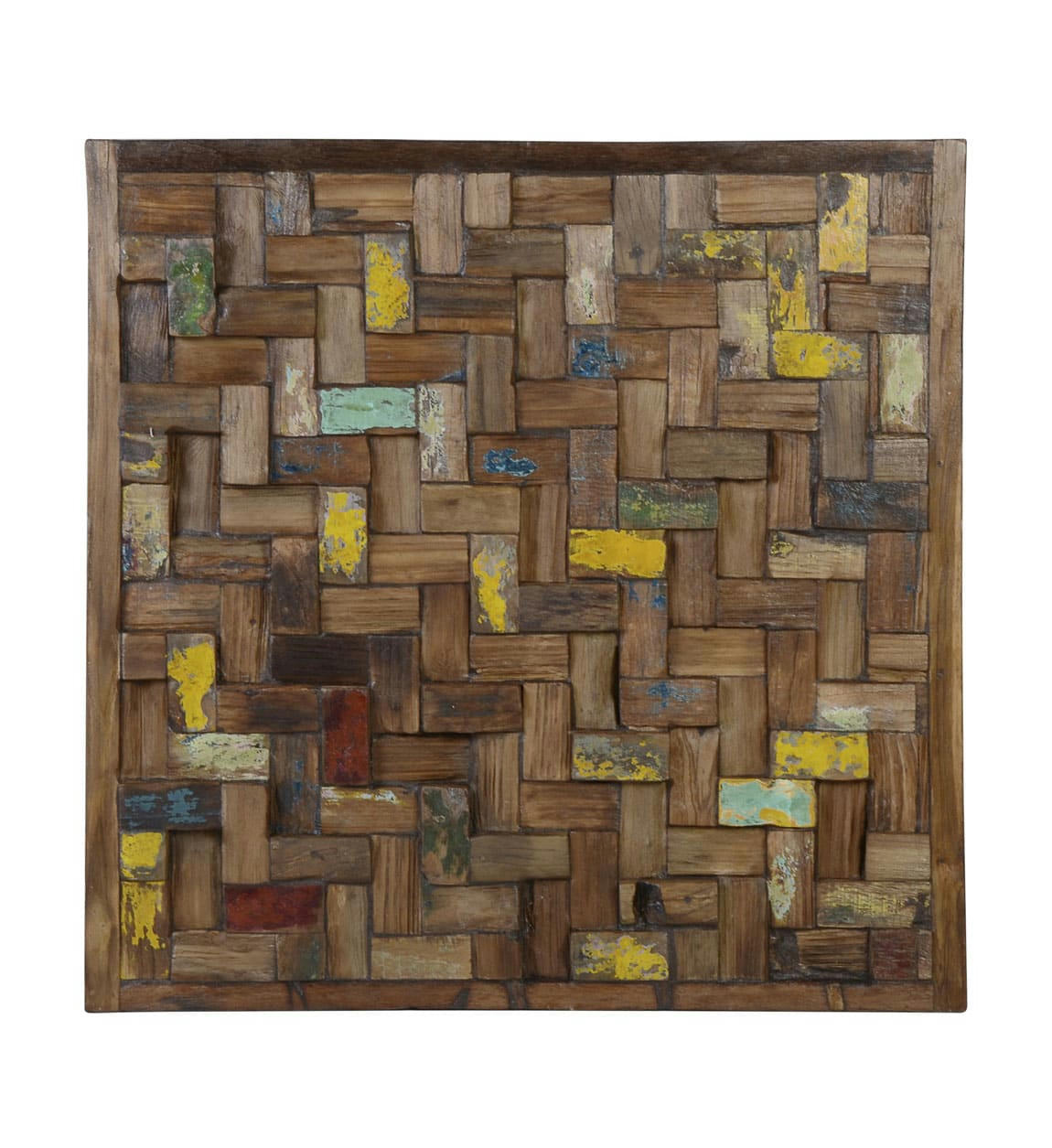 - Panneau morceaux en bois multicolorés 80x80