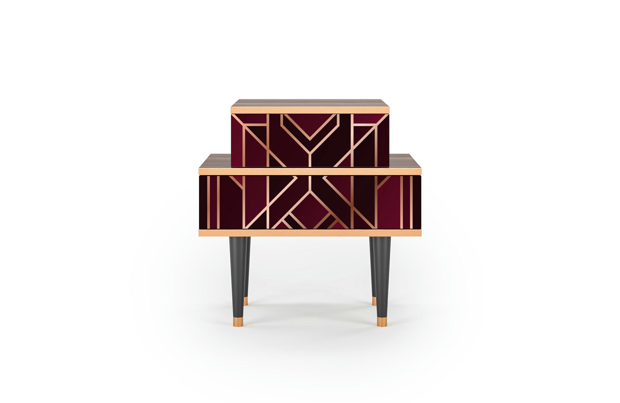 BURGUNDY JEWELERY - Table de chevet bordeaux 2 tiroirs L 58 cm