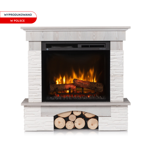 Kominek elektryczny narożny 23" XHD 1400W grzewczy biały Warmtec Porto