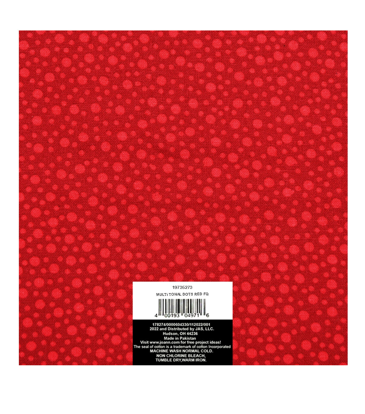 18 x 21 Red Tonal Dots Cotton Fabric Quarter 1pc by Keepsake Calico
