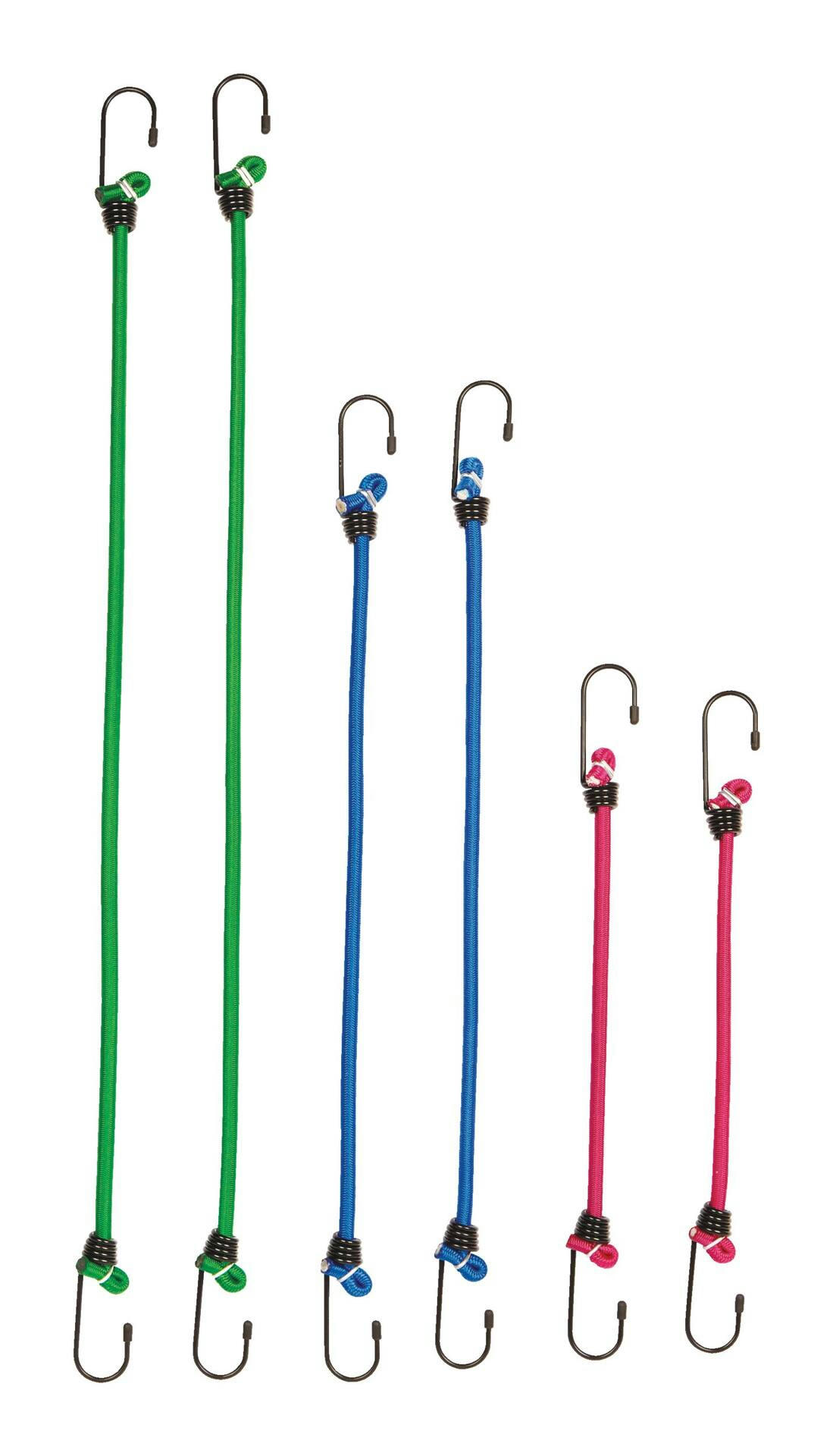 Certified Standard Bungee Cord Kit, Assorted Sizes, 6-pk