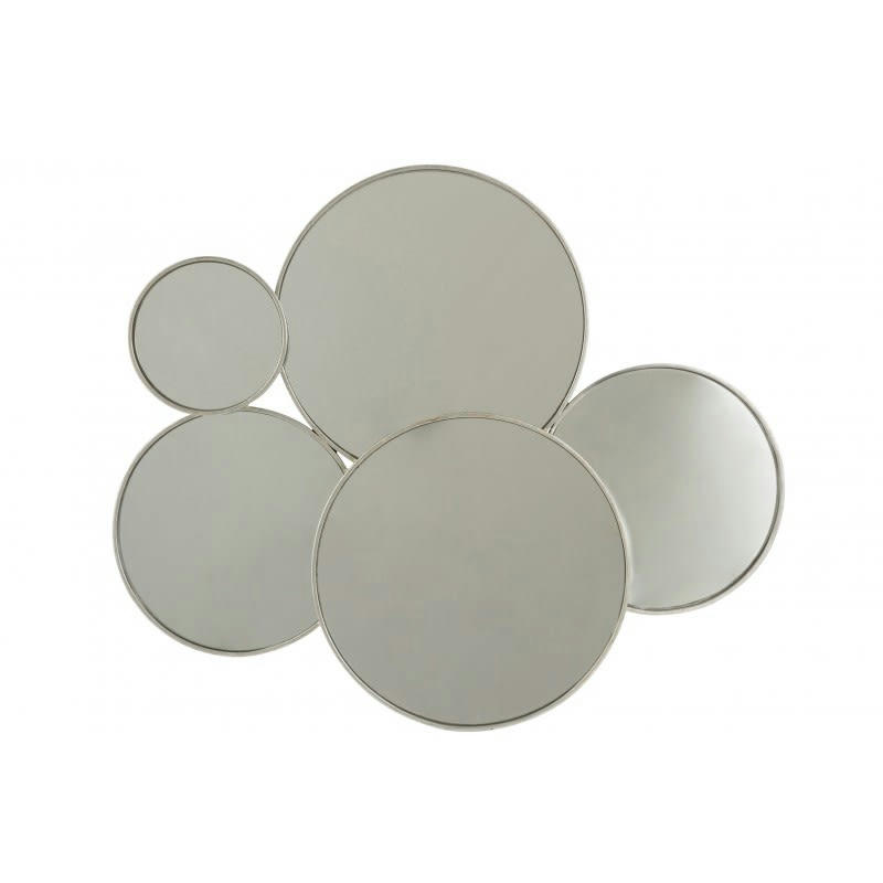 MÉTAL - Miroir 5 ronds métal argent 86x71,5cm