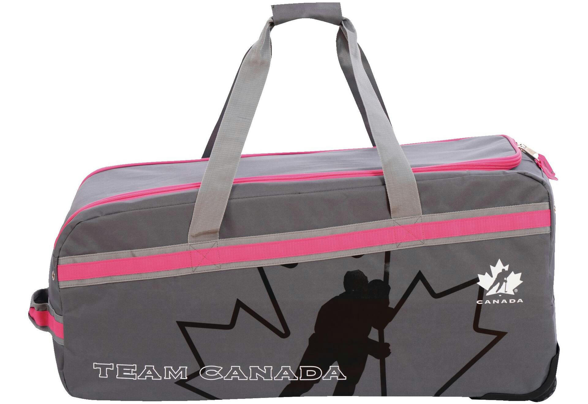 Hockey Canada Hockey Bag, Wheeled, Junior, Grey/Pink, 32-in