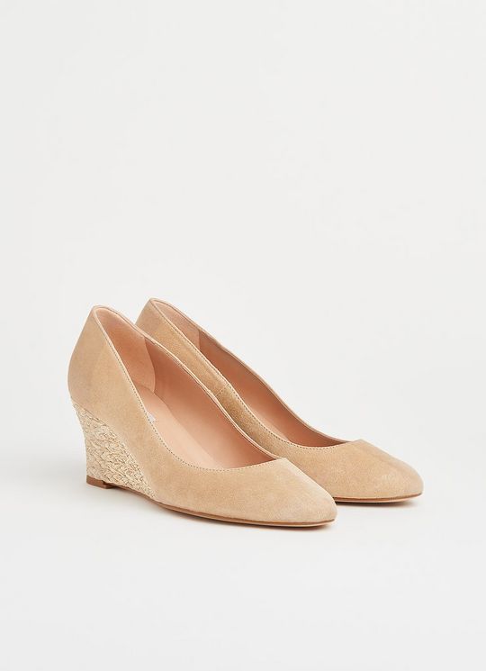 Eevi Beige Suede Espadrille Wedges