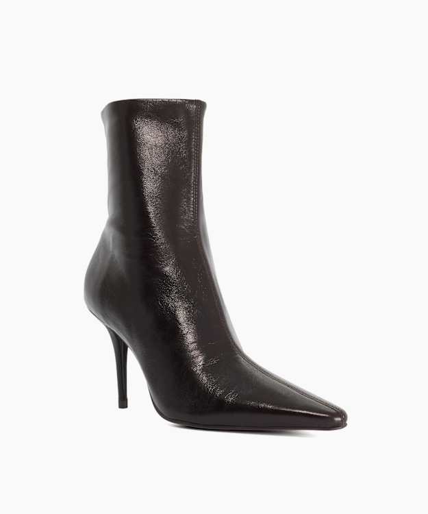 Omara Dark Brown - Leather Heeled Ankle Boots