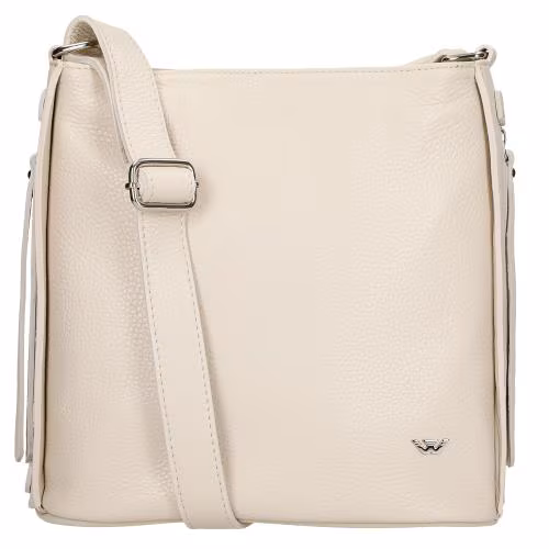Beżowa skórzana torebka damska crossbody