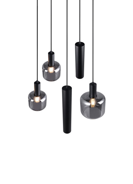 Lampa wisząca czarna-chromowana MATARO 5xE27x10W wym: 150x40x40 cm Trio