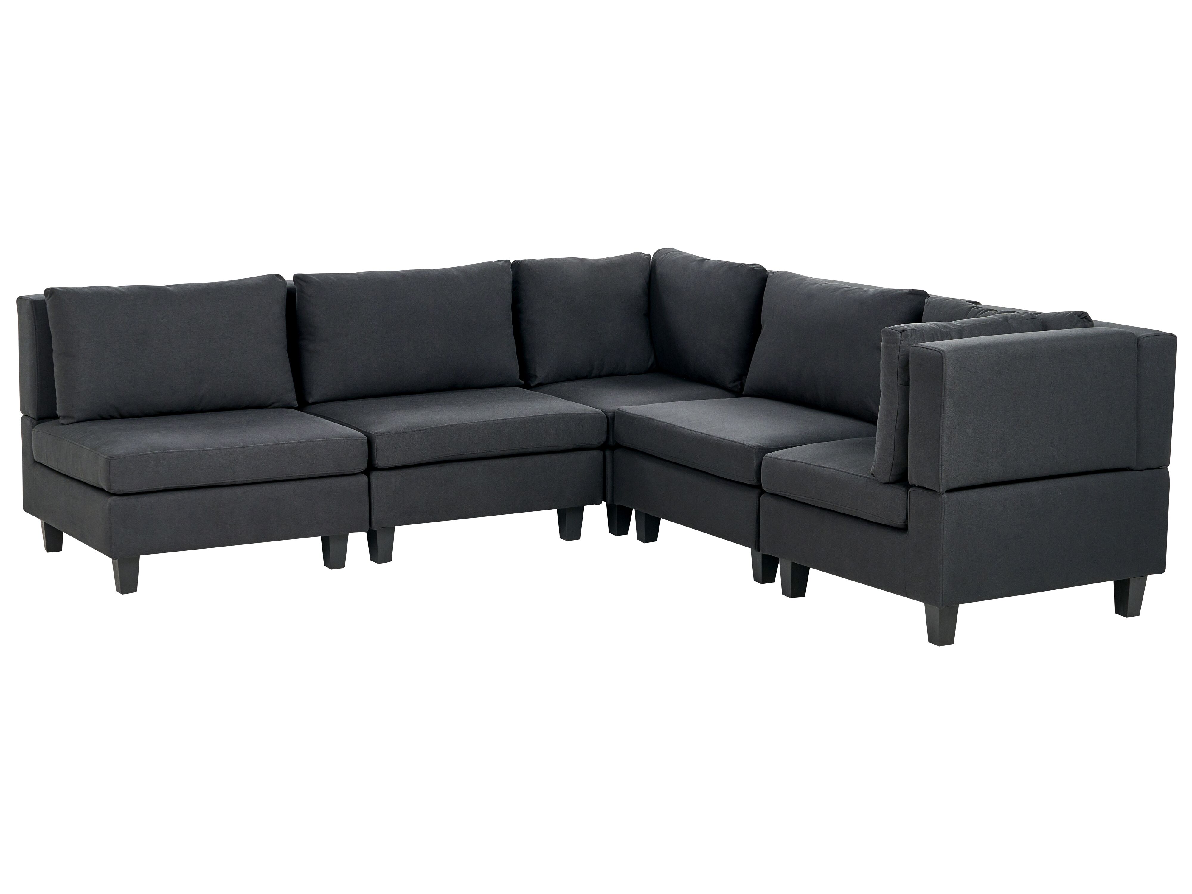 Modular Corner Sofa 5 Seater UNSTAD Fabric Black Left Hand