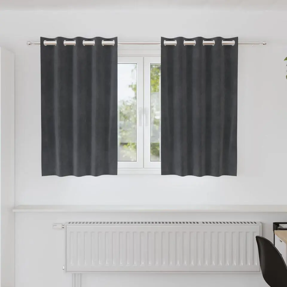 vidaXL Gordijnen met ringen - Lichtgrijs - 140x140 cm - Fluweel - 2 Stuks