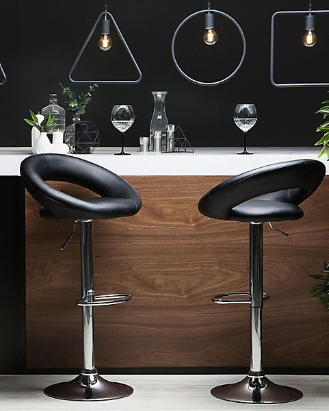 Lot de 2 chaises de bar PEORIA Cuir PU Noir