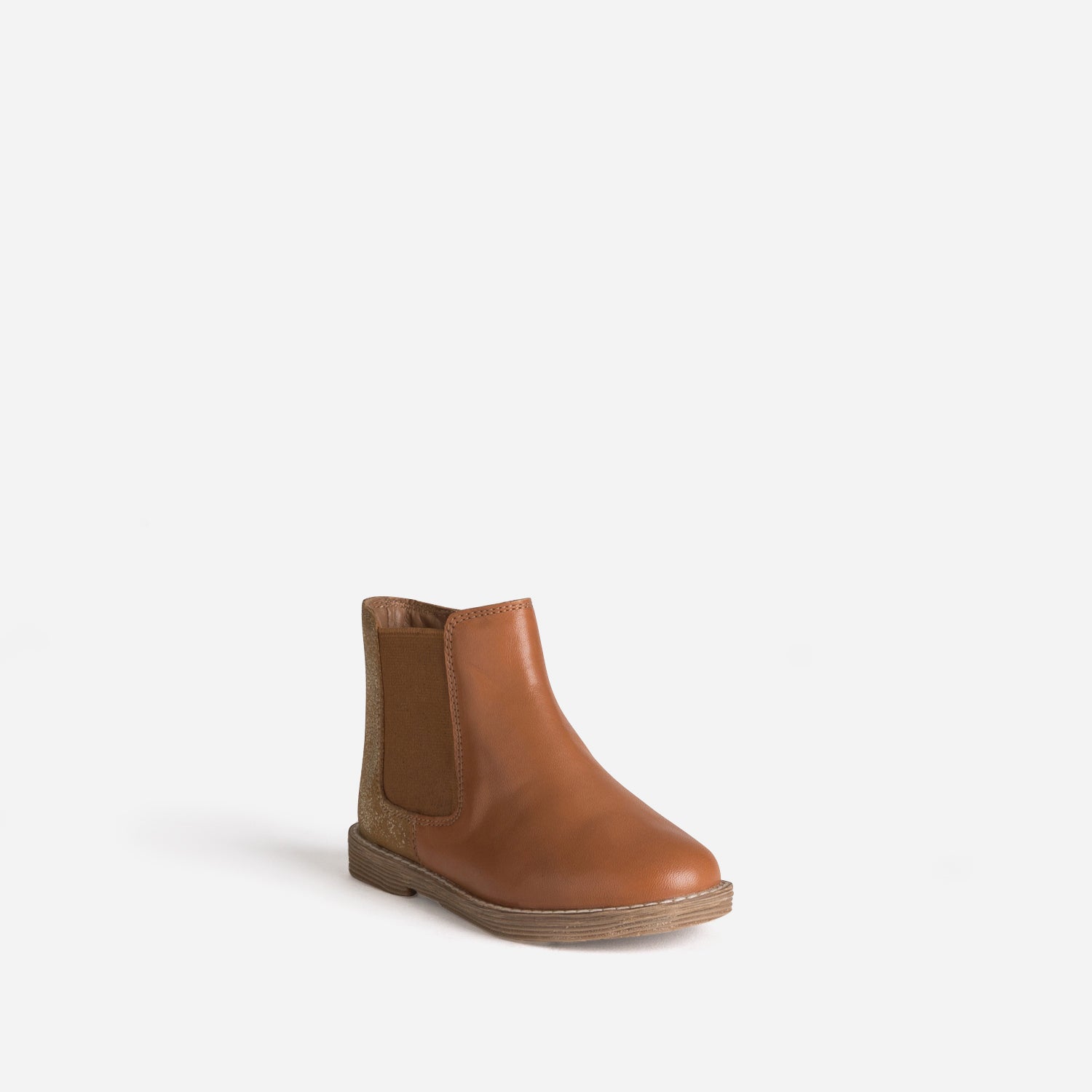 Chelsea boots BUGGY camel et doré cuir