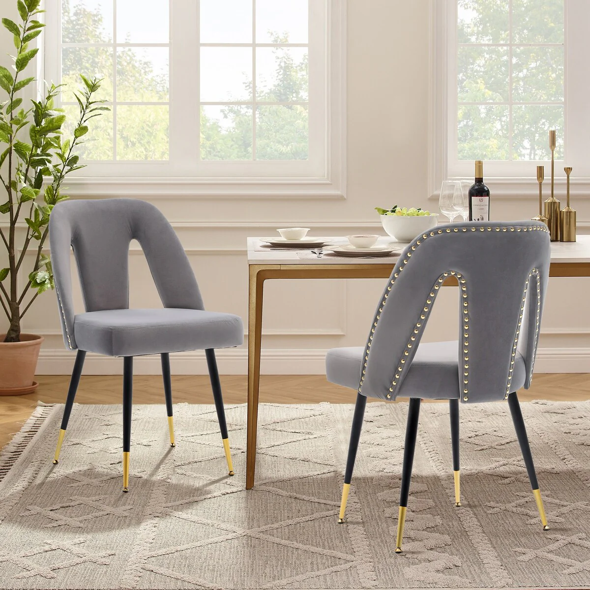 Modern Velvet Upholstered Dining Chairs Set of 6