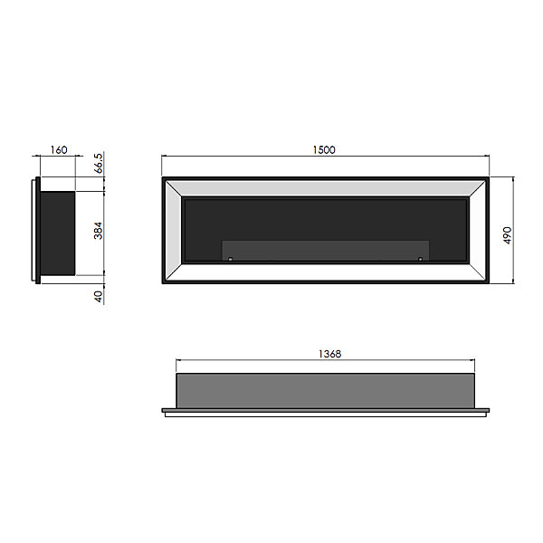 Cheminée au bioéthanol encastrable Frame 1500 White SimpleFire avec verre