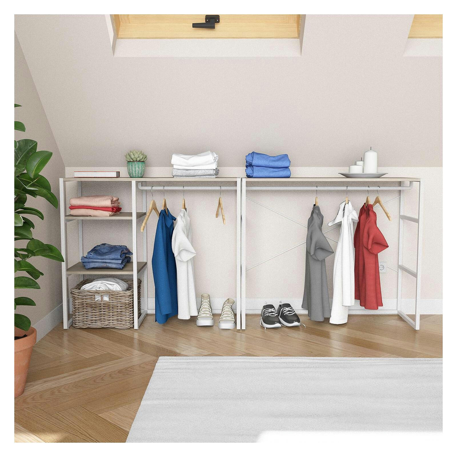 KADRA - Lot de 2 portants vêtements sous combles modulables