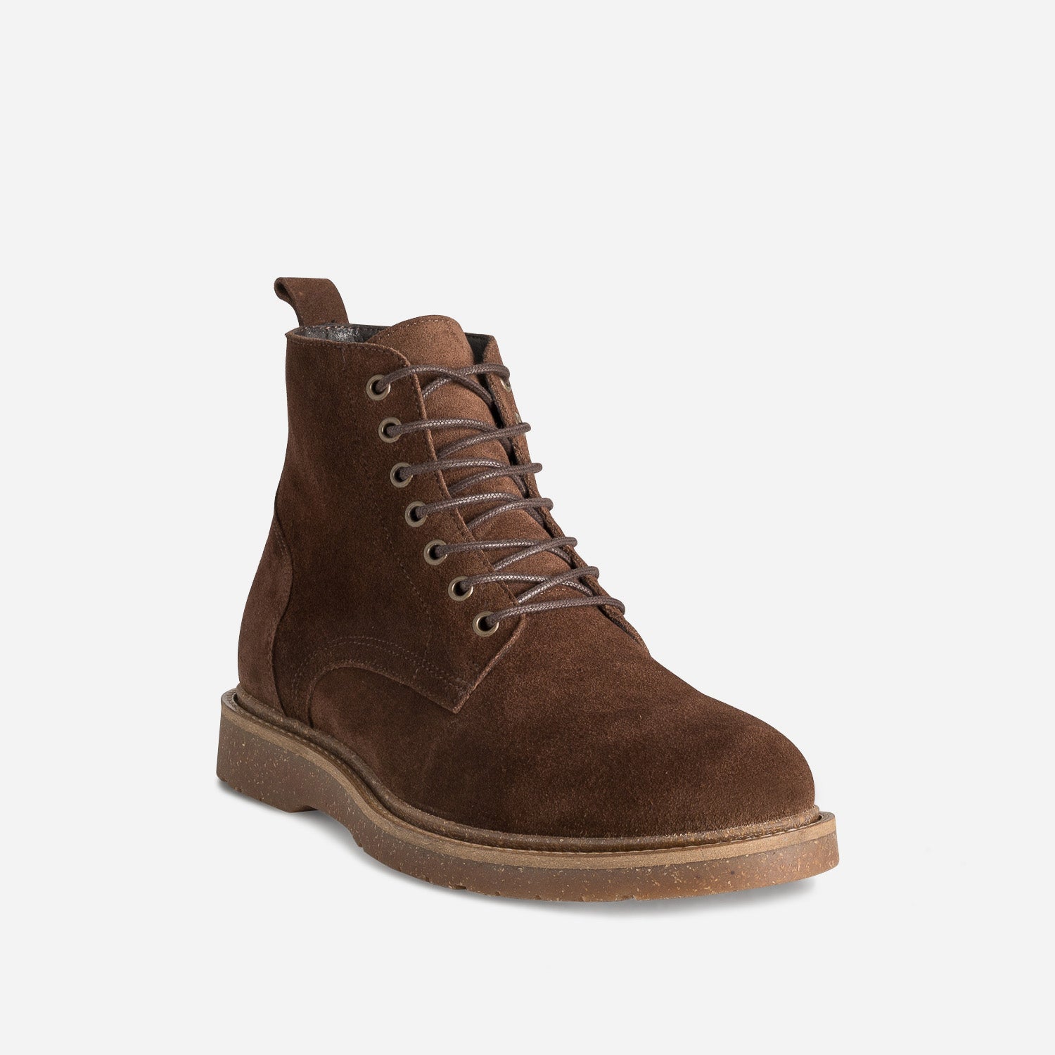 Boots à lacet marron cuir velours