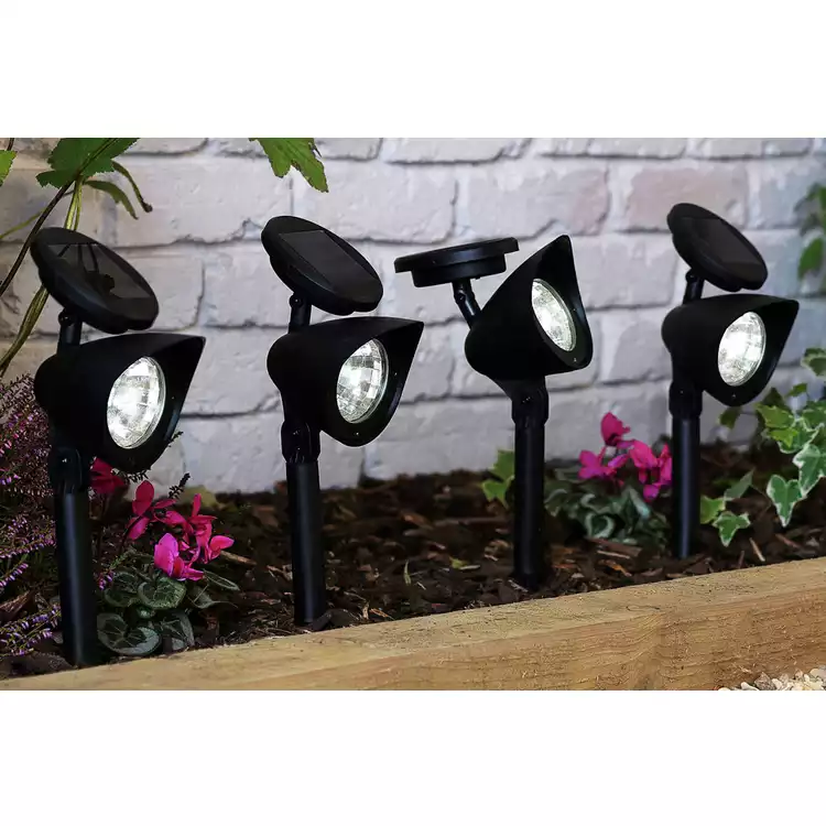 Garden by Sainsbury's Set of 4 Black Solar Spotlights