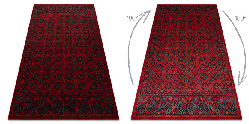 Dywan wełniany OMEGA BUCHARA ramka, koła czerwony 170x235 cm