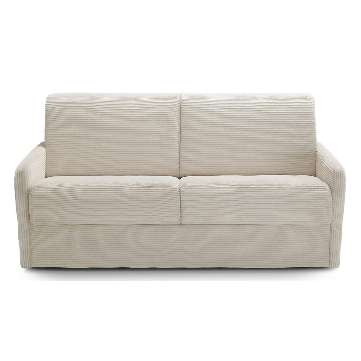 SIENNE - Canapé convertible 3 places en velours côtelé beige