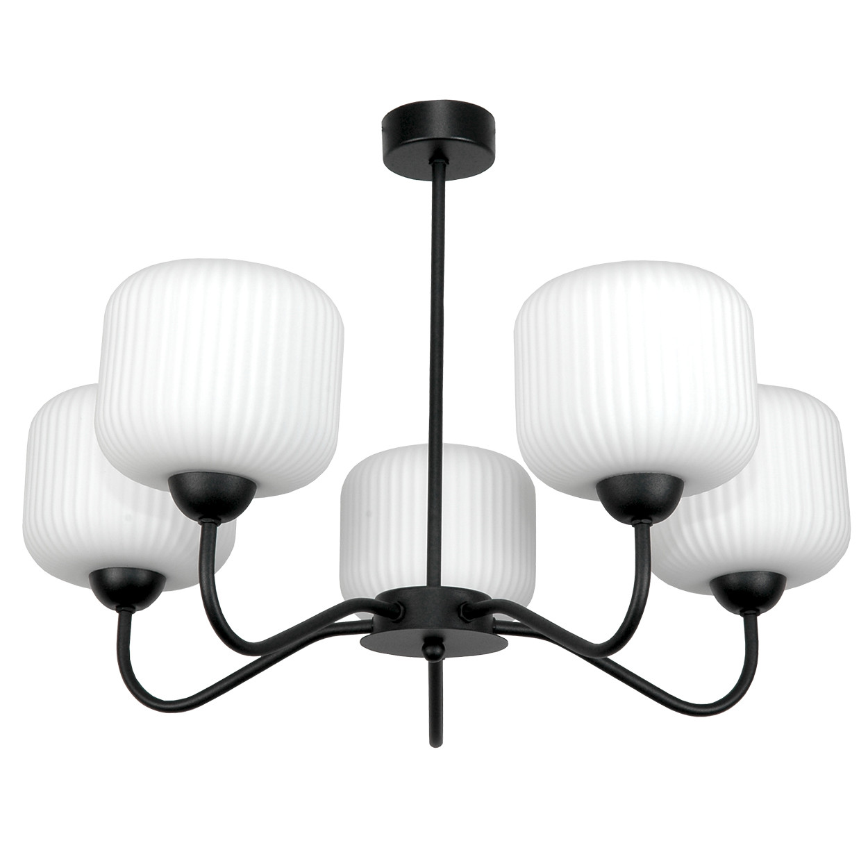 Lampa sufitowa czarna loft białe klosze EDYLIT 5xE27 BELINDA 15-400