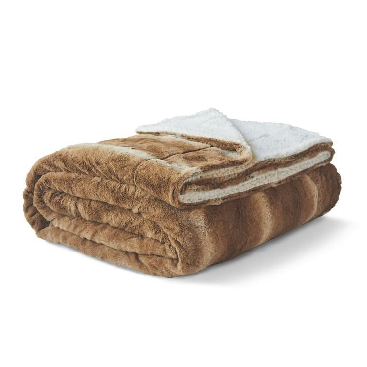 - Plaid fausse fourrure caramel 230x270cm