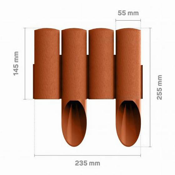 Palissade de jardin 4 STANDARD - brique - 14,5 cm x 2,3 m - Cellfast