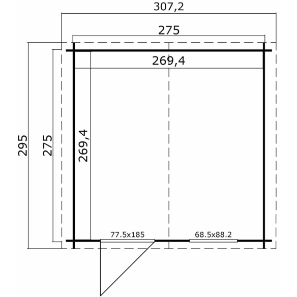 Gartenhaus »Nina«, BxHxT: 307,2 x 233,7 x 295 cm (Außenmaße inkl. Dachüberstand), Holz