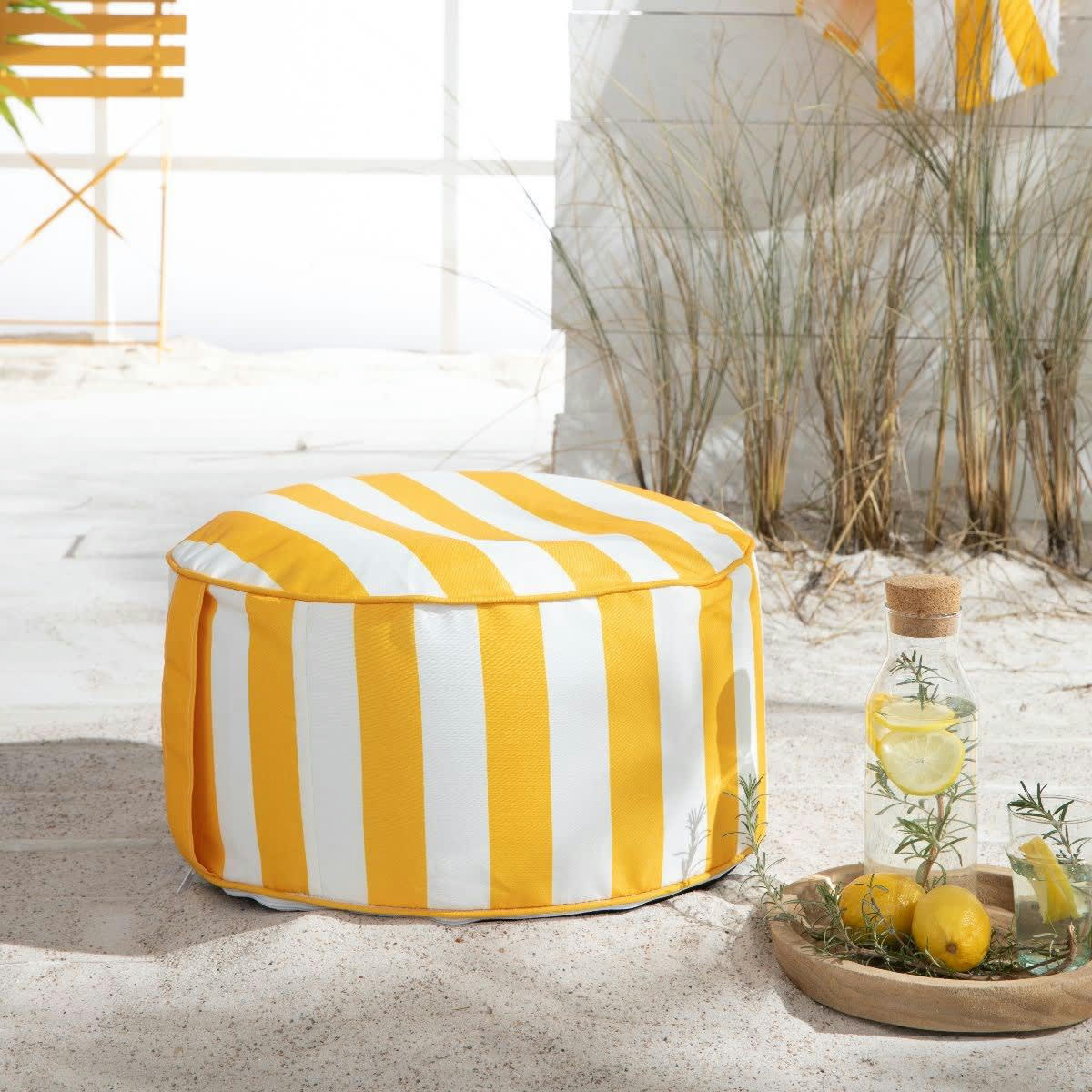 - Pouf gonflable en Polyester Jaune 50x25 cm