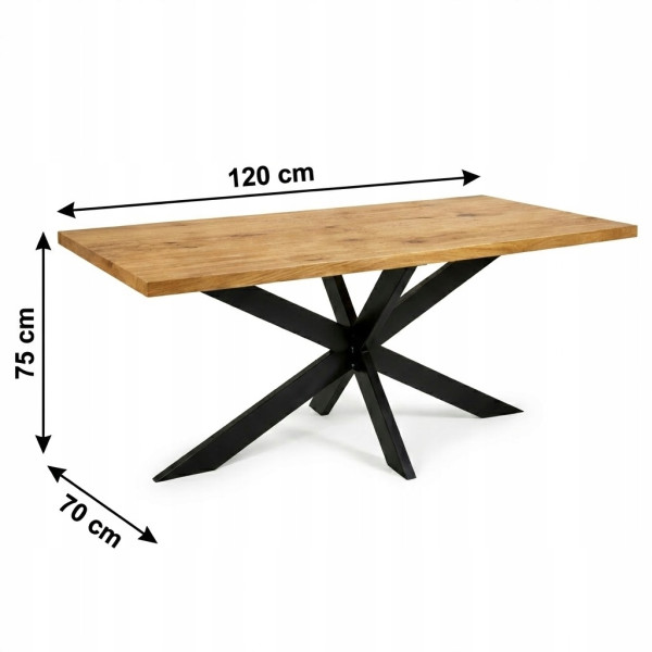 Stół ława Pająk 70x120 blat 36mm metal LOFT Dąb Craft