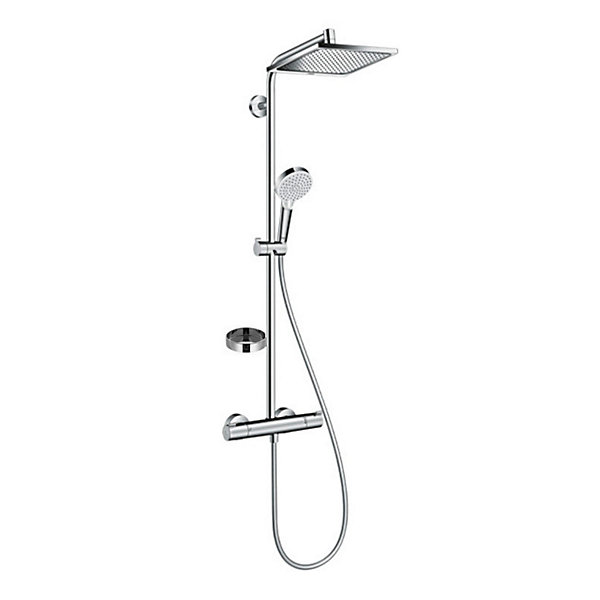 Hansgrohe Colonne de douche avec mitigeur thermostatique   Douche de tête Crometta E 240   Douchette 2 jets   Porte savon