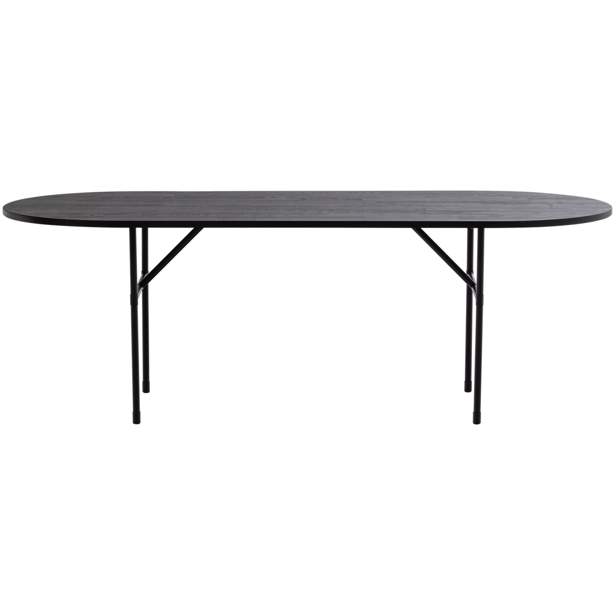 WOOOD eettafel ovaal met h-poot Arthur - Eikenhout - Zwart - 75x220x90