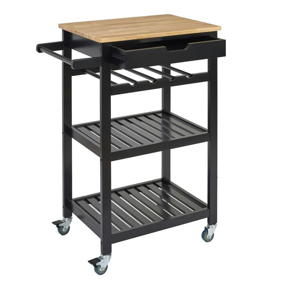 - Desserte à roulettes noire