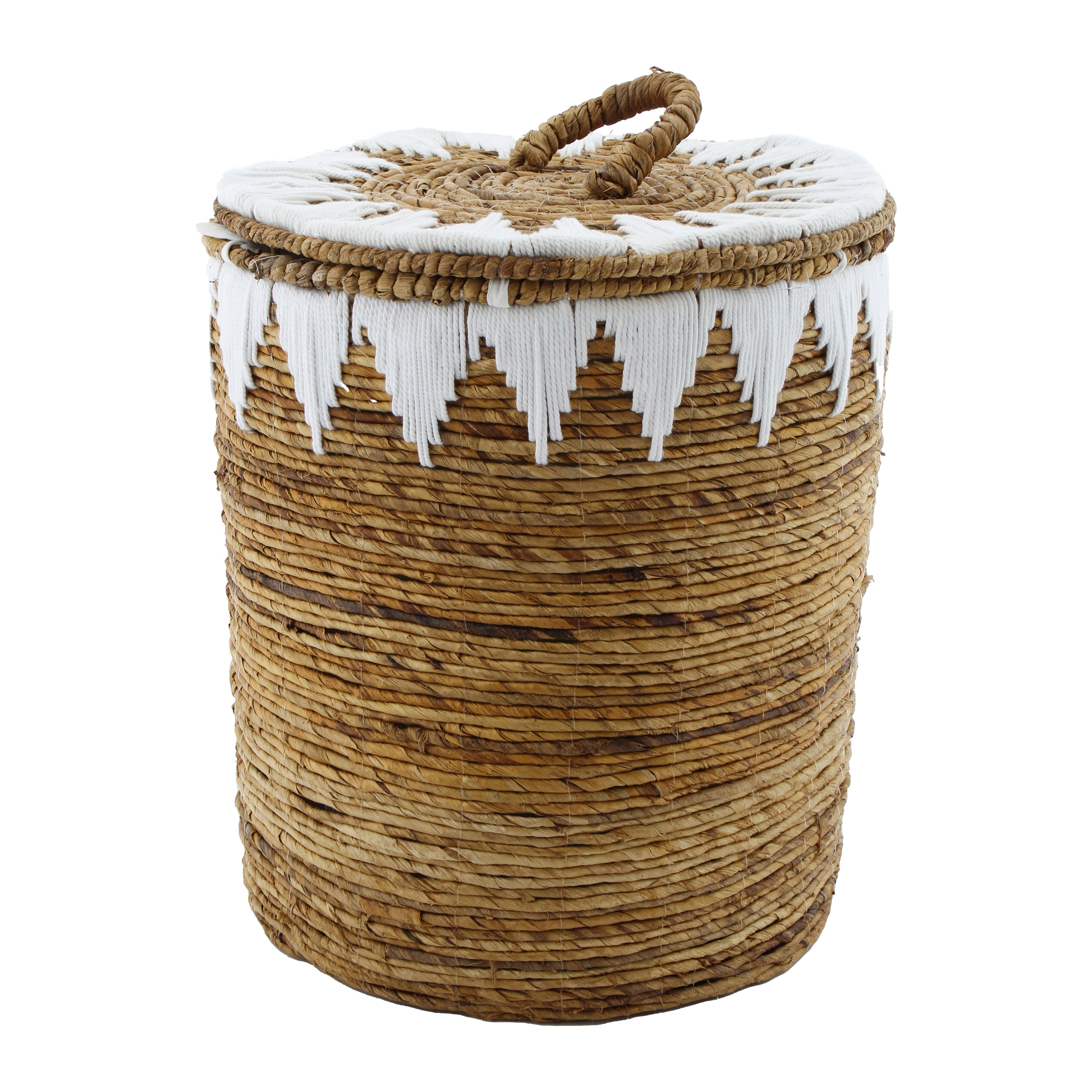 Van der Leeden Abaca Wasmand H 50 x Ø 45 cm - Naturel / Wit