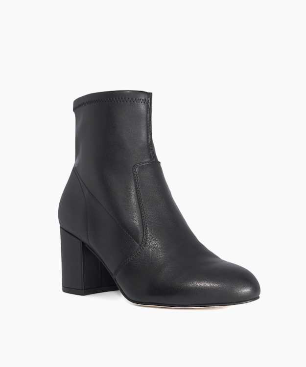 Ollisa Black - Leather Heeled Ankle Boots