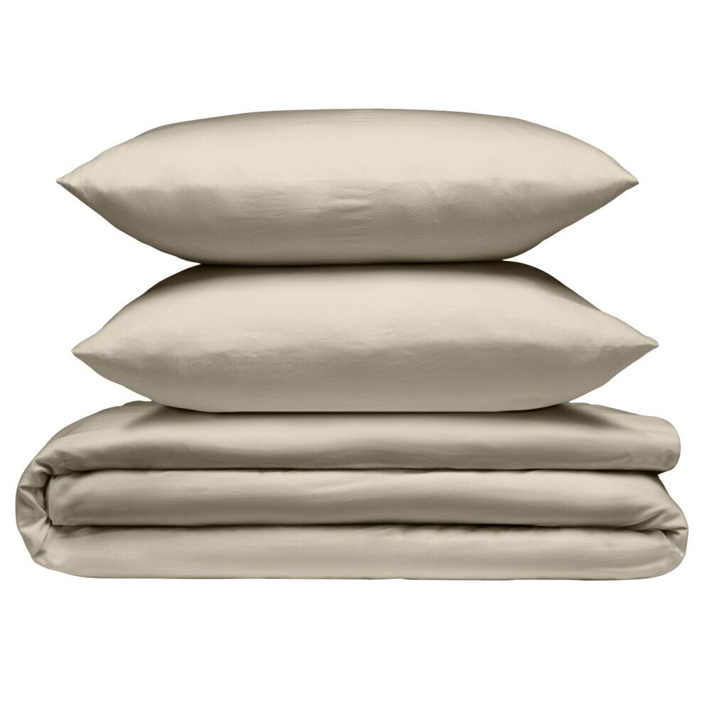 Parure de lit 2 personnes 240x220cm avec 2 taies polyester uni taupe