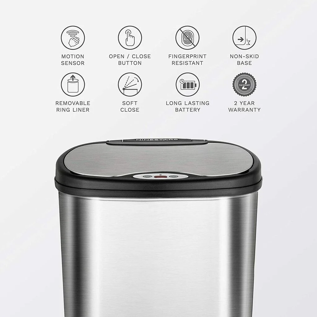 NineStars DZT-50-13 Motion Sensor Stainless Steel 50L Trash Can