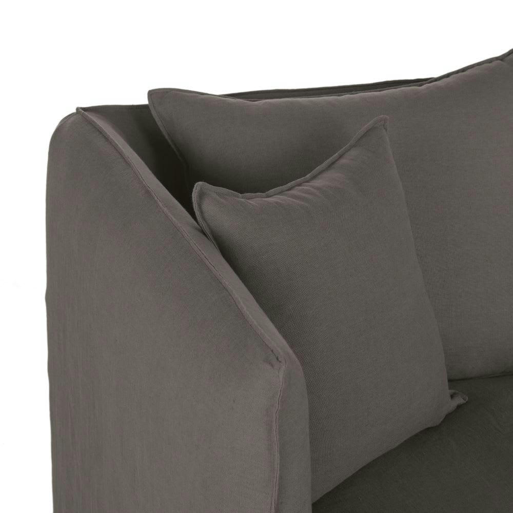 Louvain - Housse de canapé d'angle gauche en lin froissé gris