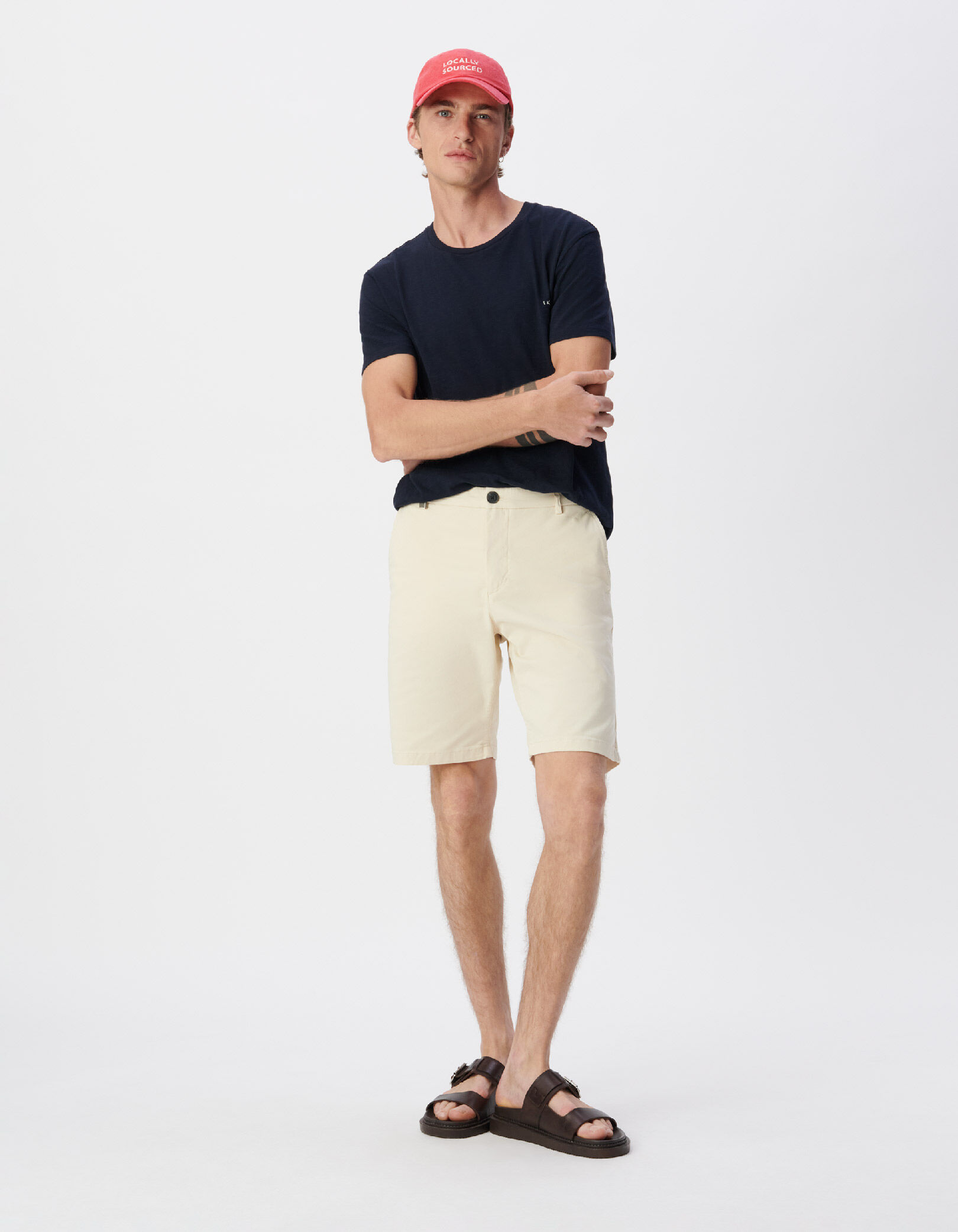 Bermuda chino slim blanc Homme