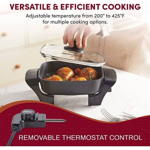 Non-stick Electric Skillet with Tempered Glass Vented Lid