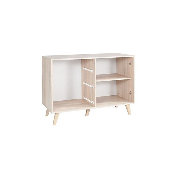 Commode 1 porte et 3 tiroirs MALMO coloris chene clair et blanc