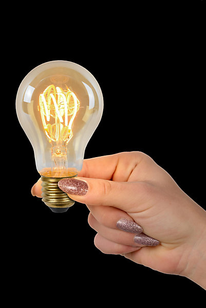 Lucide A60 TWILIGHT SENSOR - Ampoule filament - 6 cm - LED - E27 - 1x4W 2200K - Détecteur Jour/Nuit - Ambre