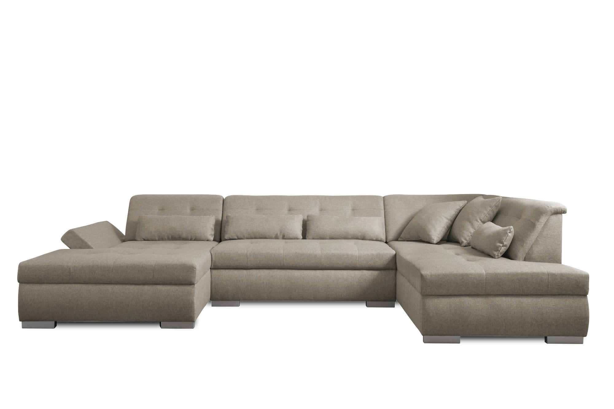 VERMONT - Canapé panoramique 7 places angle droit en tissu beige