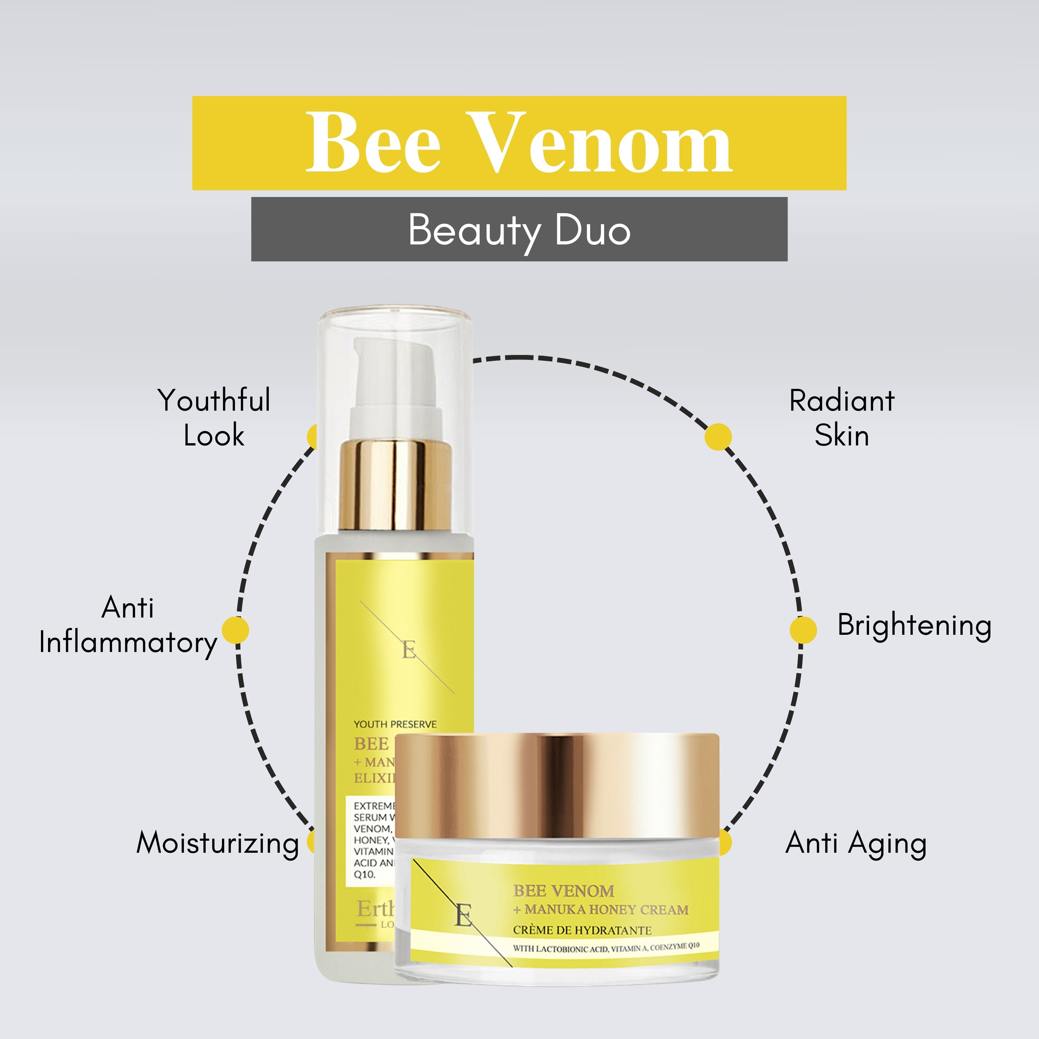 Erth Skin London Bee Venom Cream 50ml   Bee Venom   Elixir Serum 60ml