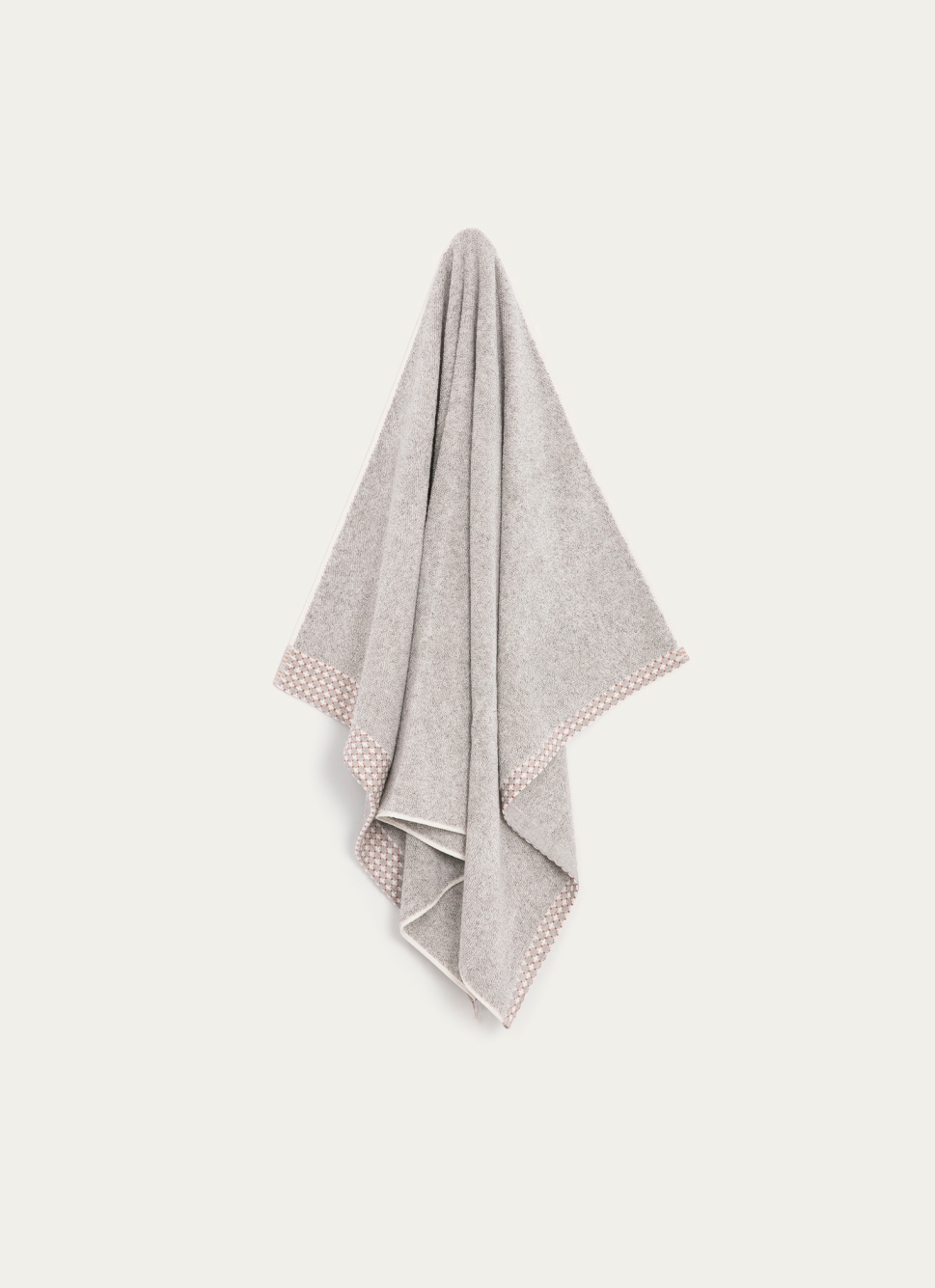 DRAP DE BAIN CHINÉ AVEC BORDURE FANTAISIE GRIS
