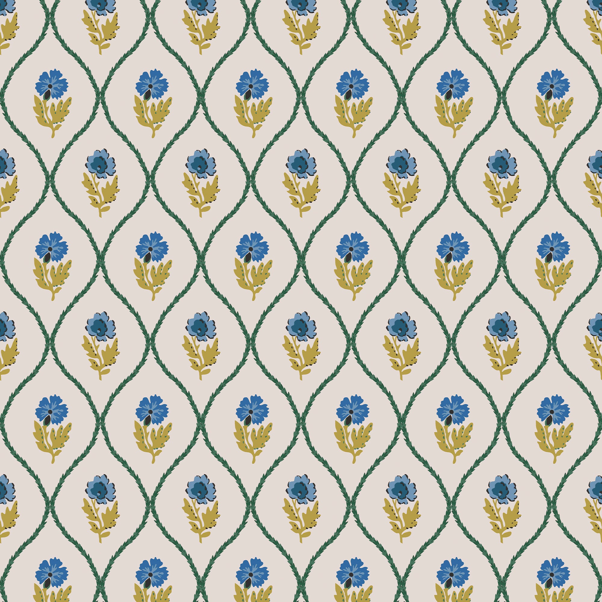 Joules Vliesbehang - Trellis Floral Gold - 1005x52
