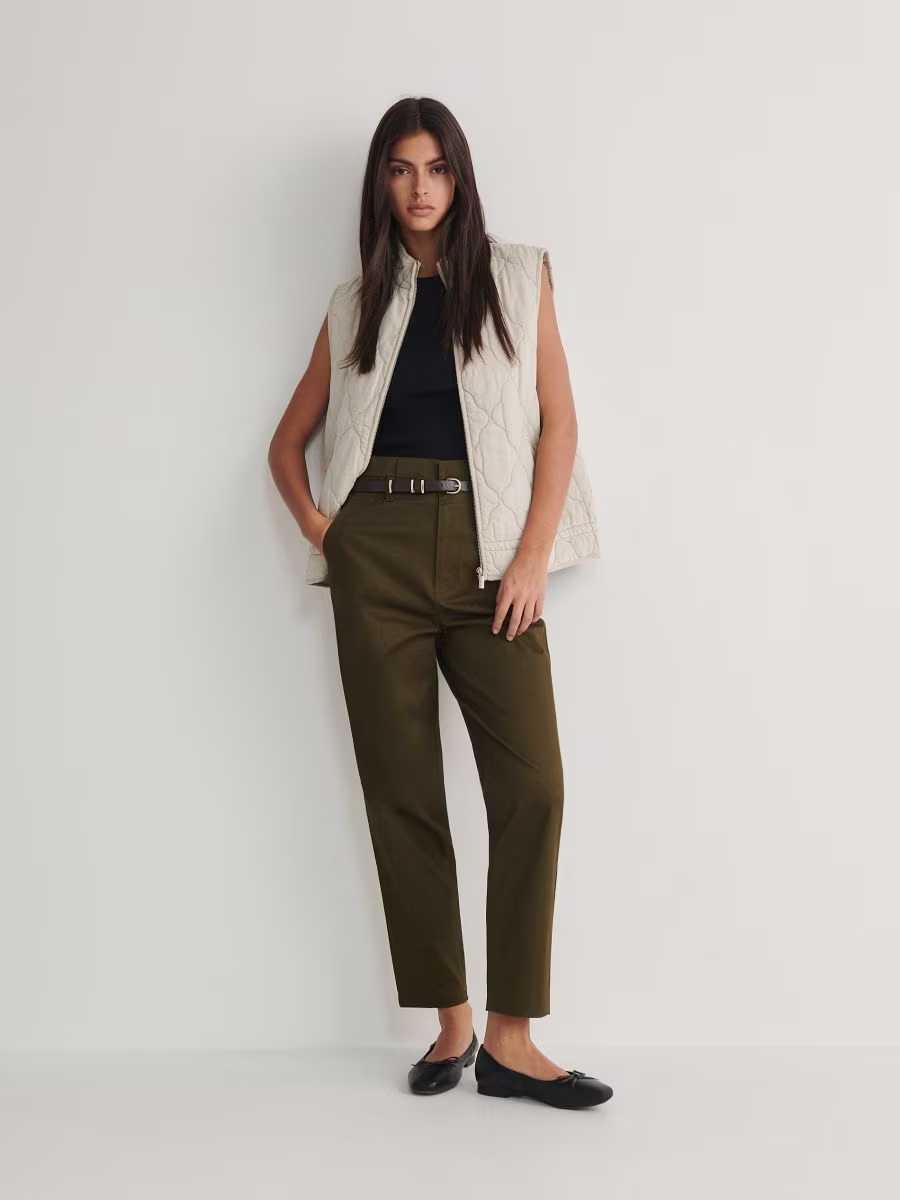 Trousers With Tie Waist Belt