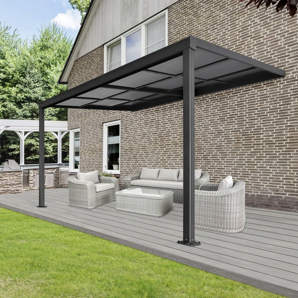 Terrassenüberdachung, Breite: 390 cm, Dach: Kunststoff, anthrazit